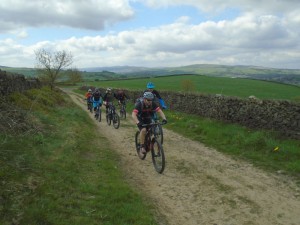 Justin and Geraint leading the pack on the Wethercotes double track. 